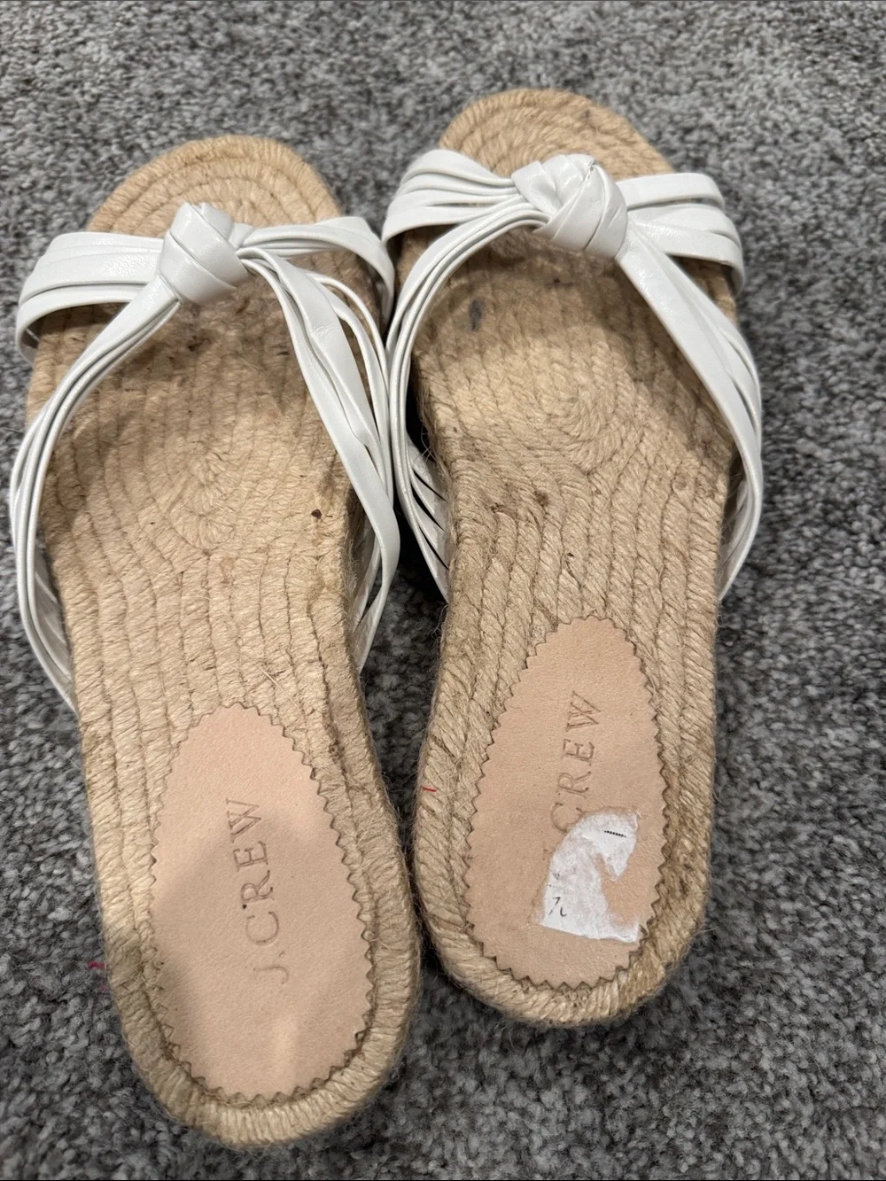 J. Crew White Knotted Espadrille Slides